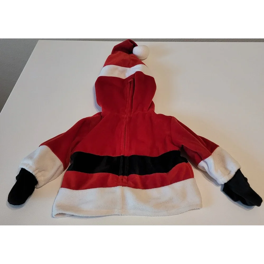 Miniwear Santa Claus Costume Baby 3-6 Months Red Fleece Christmas Hooded Set